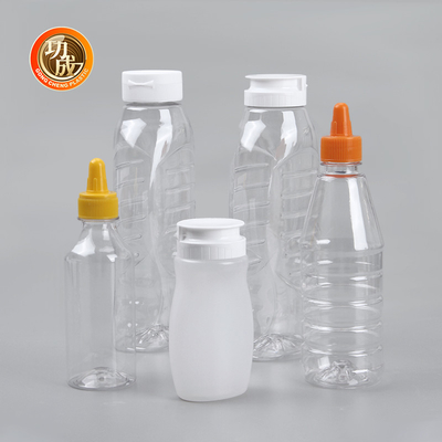 Flip Top ขวดพลาสติกบีบซอสสำหรับน้ำเชื่อม 250ml 500ml