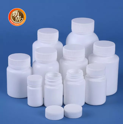 ขวดยาพลาสติกสีขาวกลมเปล่าขวดยา HDPE 50ml 60ml 100ml 150ml 200ml