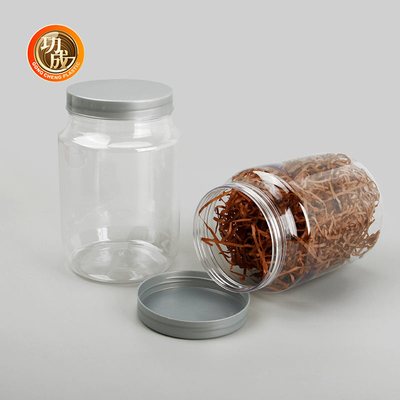 ขวดแยมพลาสติกใสเกรดอาหาร 500ml 2000ml Pet Cookie Jar