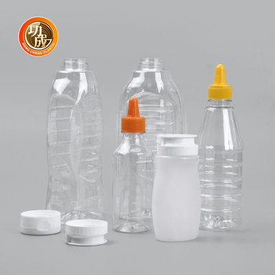 Flip Top ขวดพลาสติกบีบซอสสำหรับน้ำเชื่อม 250ml 500ml