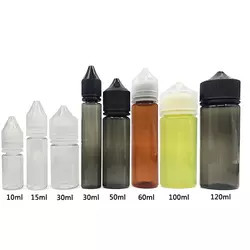 60ml 15ml 30ml 10ml ขวดพลาสติกเปล่า E ของเหลว 120ml Pet Black Dropper V3 Bottle
