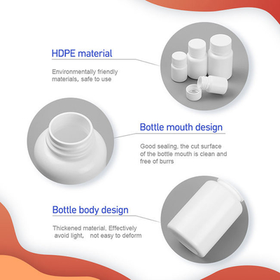 ขวดยาเม็ดพลาสติก PE เปล่าขวดบรรจุภัณฑ์แคปซูลวิตามิน HDPE