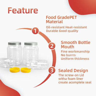 ขวดแยมพลาสติกใสขนาดใหญ่ Candy Plastic Screw Top Containers