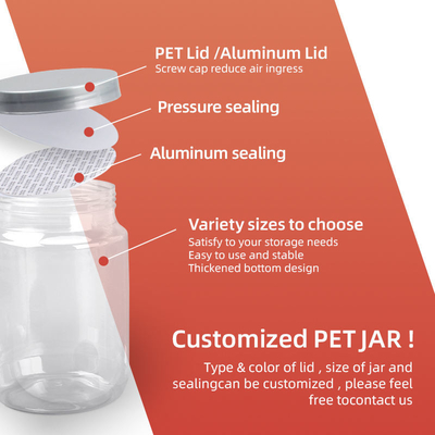 ขวดแยมพลาสติกใสเกรดอาหาร 500ml 2000ml Pet Cookie Jar