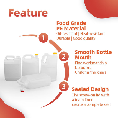 ขวดน้ำมันปรุงอาหารพลาสติก HDPE สี่เหลี่ยมผืนผ้าขวดน้ำมันถั่วลิสงเกรดอาหาร