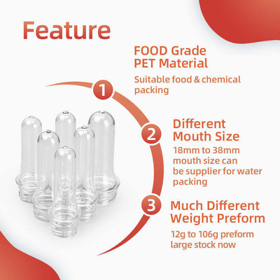 ODM 1 ลิตรขวด PET Preform 20mm 22mm 24mm Plastic Pet Preform