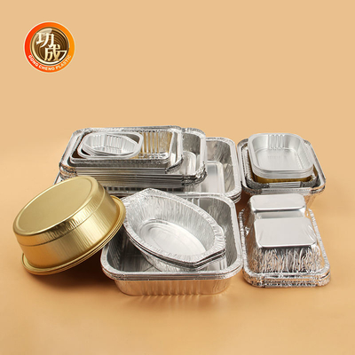 OEM ปรับแต่งกล่องบรรจุภัณฑ์ด้วยกระทะอลูมิเนียมแบบใช้แล้วทิ้งฝาฟอยล์