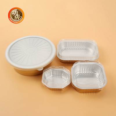 ภาชนะใส่อาหาร Takeout แบบใช้แล้วทิ้งอลูมิเนียมฟอยล์ถาดอบบาร์บีคิวกระทะ