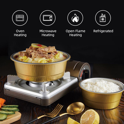 ภาชนะใส่อาหาร Takeout แบบใช้แล้วทิ้งอลูมิเนียมฟอยล์ถาดอบบาร์บีคิวกระทะ