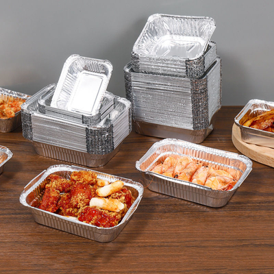 คอนเทนเนอร์ Takeout อลูมิเนียมสีสี่เหลี่ยมทิ้งสำหรับสายการบิน