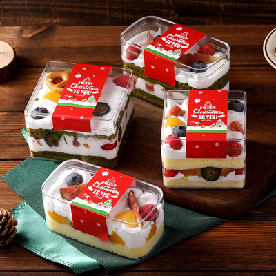 กล่องเก็บเค้กทีรามิสุทรงสี่เหลี่ยม Pastry Mousse Dessert Sweet Packaging Box