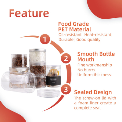 PET 100 Caliber Candy Cookie Jar ปากกว้างใส Cookie Kitchen Food Jar